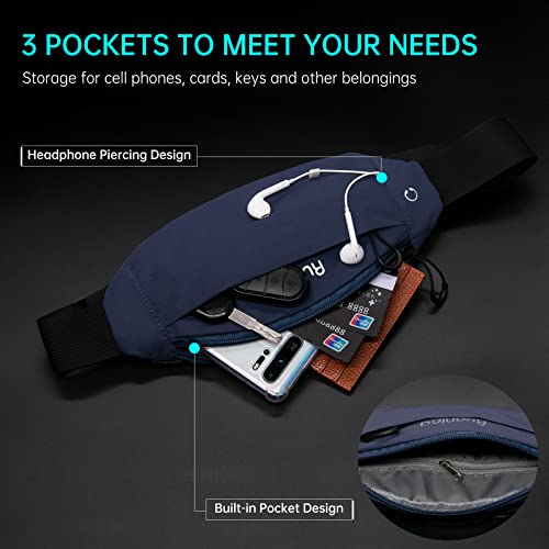 Long Keeper Running Reflective Belt Women Men Sport Walking Waist Pack Phone Holder Travelling Hiking Workout Gym Fanny Pack (Blue) - color: Blue