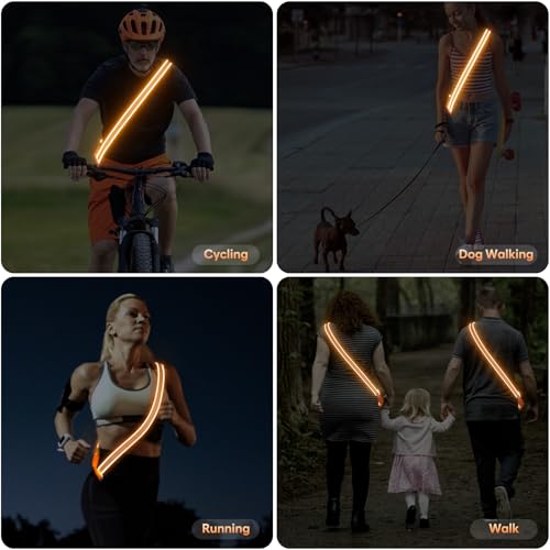 ChalkLit LED Reflective Night Running Gear High Visibility LED Flashing Sash - color: Orange
