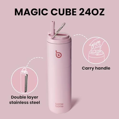 BOTTLE BOTTLE Insulated Water Bottle 24oz with Straw Lid and Handle Sports - color: Light Pink