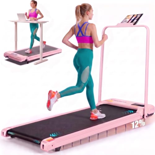 ANCHEER Incline Walking Pad with Handle Bar, Foldable Treadmill-Home/Office - color: 56-Blcak