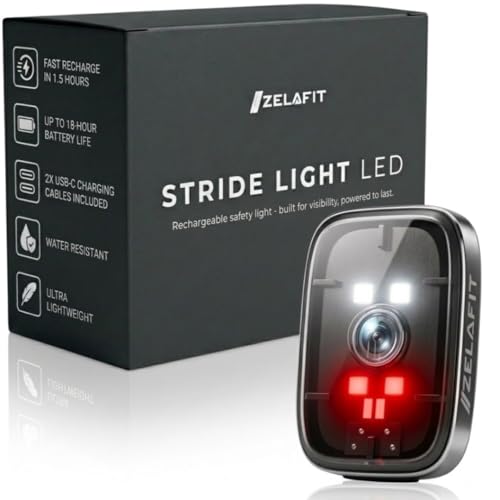 1x Ultra-bright LED Running Lights for Runners – Up to 18-Hour Battery, Clip-On Safety Light for Night Running, Attaches to Vest or Clothing – Ultra-Lightweight, USB-C Rechargeable, Water-Resistant