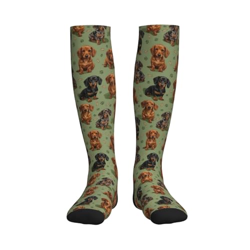 Cute Dog Compression Socks Women Men, Dog Lover Gift - color: Dachshund