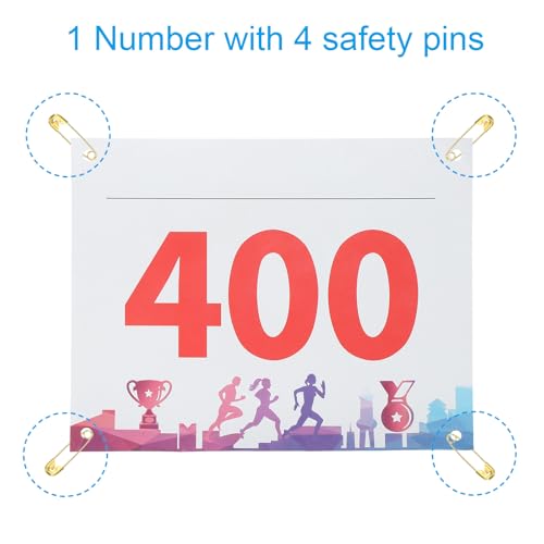 PATIKIL Tearproof Running Bib Numbers, Medals Waterproof Race Competitor Numbers with Safety Pin for Marathon Sports Game Competition Runner - style: 301-400