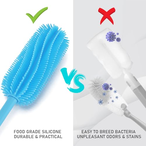 15.7" Silicone Bottle Brush, Water Bottle Cleaner Brush, Blue - color: Long Blue