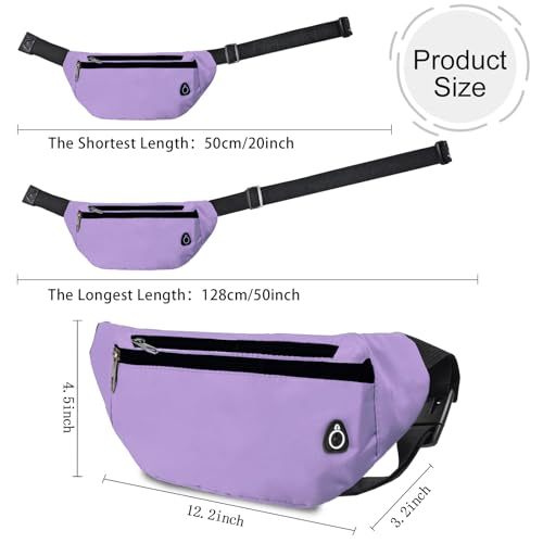 Fanny Pack for Women Men,Crossbody Water Resistant Sports Waist Bag Pack - color: 1pack-lightpurple