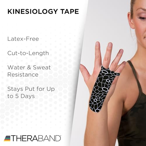 THERABAND Kinesiology Tape, Shoulder & Knee, 2 Rolls, Black/White - color: Black/White, size: 2" x 16.4, style: 2 Rolls