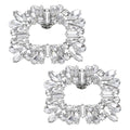 uxcell 2pcs Rhinestone Shoe Clips Detachable Square Shoes Charm Silver