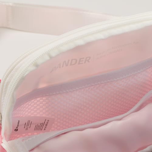 Pander Nylon Fanny Pack Belt Bag for Women with 5 Zipper Pockets - color: Cloud Pink