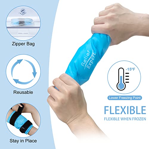 Relief Expert Knee Ice Pack Wrap Around Entire Knee, Large Ice Pack for Leg Soothing Discomfort, Reusable Ice Wraps with Cold Compress for Musclar Relaxation, Post-Workout Recovery,L - size: Large