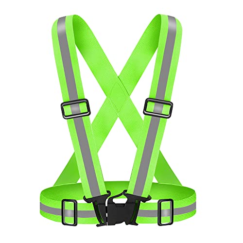 Reflective Vest Running Gear High Visibility Safety Vest Strap for Night - color: Fluorescent Green