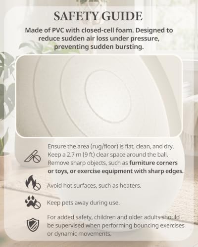 Trideer Yoga Ball for Exercise, Pregnancy, Exercise Ball, Pump Included - color: Off-White, size: L(23-26ines/58-65cm)