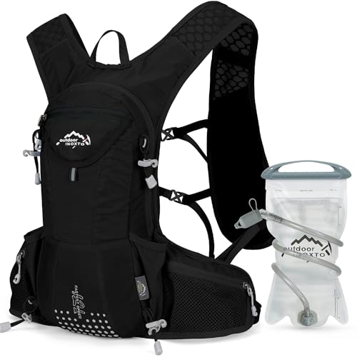 IX INOXTO Hydration Pack Backpack, Lightweight Water Backpack with 2L Hydration Bladder Daypack for Men Women,Running Hydration Vest for Trail Running Hiking Cycling Race Climbing - color: All black - 2L