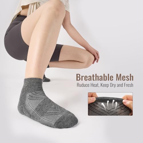 Ankle Socks Women White Black, 6/12 Pairs Running Quarter Socks - color: Dark Gray, size: 8-11