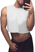 Mens Cropped Tank Top Lightweight Vest Sleeveless Hot Shirts - color: White, size: Medium