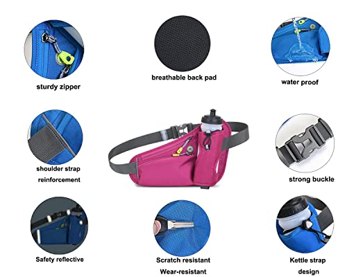 Fanny Running Belt Waist Crossbody BumBags for Running Hiking Travel Workout Adjustable Buckle Strap for Women (Rose Red) - color: Rose Red