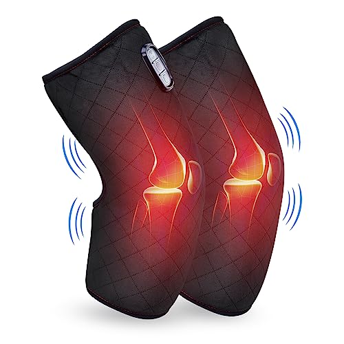 COMFIER Knee Massager, Plug-in Knee Heating Pad with Heat and Vibration, Pair of Heated Knee Wraps for Both Knees, 5 Modes, 2 Heat Levels, 30-Min Timer, FSA Eligible HSA - color: Black