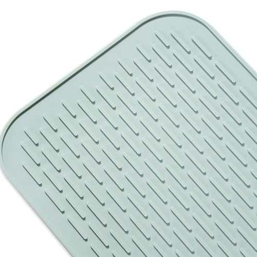 Dish Mat Silicone Dish Drying Mats Works For Drying Stemware Cocktail Glasses Silverware Pots Pans Knives and Dish Rack for Kitchen Counter Sink Bar Pads Easy to Clean (M (11.5" x 9.1") Green) - color: M (11.5" x 9.1") Green