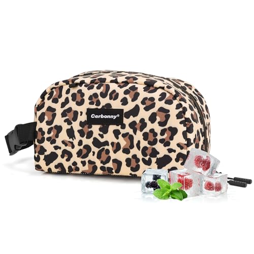 Cerbonny Small Cooler Bag,Freezable Lunch Bag,Built-in ice pack - color: Brown Leopard