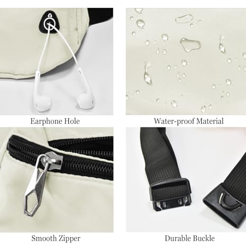 Fanny Pack for Women Men,Crossbody Water Resistant Sports Waist Bag Pack - color: 1pack-beige