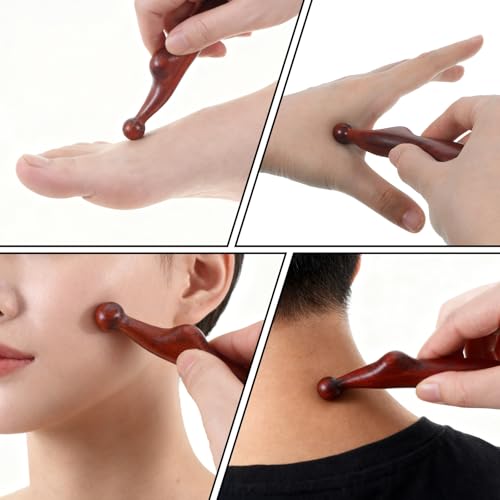 Acupoint Massage Pen Wood, Foot Acupoint Massager Tool with Ergonomic Handle, Traditional Wooden Acupressure Stick Tool for Body Hand and Foot