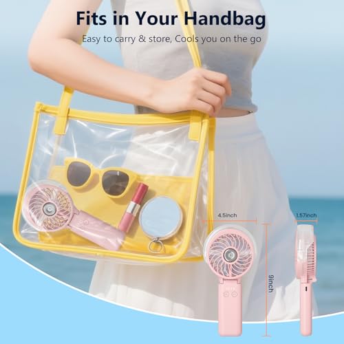 HandFan 5200mAh Upgraded Handheld Misting Fan, Personal Mister Fan, Spray Water Mist Fans USB Rechargeable, Electric Mini Cooling Ice AC Fans for Summer Beach Travel Gifts for Women(Pink) - color: Pink