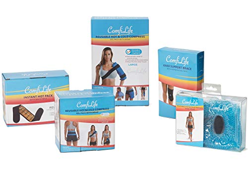 ComfiLife Ice Packs for Injuries (3 Piece Set) – Reusable Hot and Cold Pack with Wrap – Soft Gel Ice Packs for Back, Shoulder, Hip, Knee, Elbow, Joint Pain Relief – Heat & Cold Therapy (Medium) - size: Medium (Pack of 2)