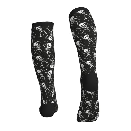 Compression Socks Women and Men 15-20mmHg-Circulation Support Socks for Athletic Running Cycling - color: Dancing Skeleton