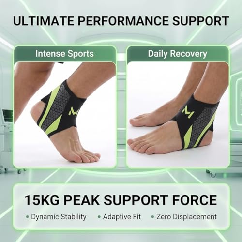 Ankle Brace 2 Pack, Adjustable Lace-Up Ankle Support with Stabilizing Straps, Breathable Compression Ankle Stabilizer for Running, Basketball, Sports & Daily Wear for Men & Women (Green)