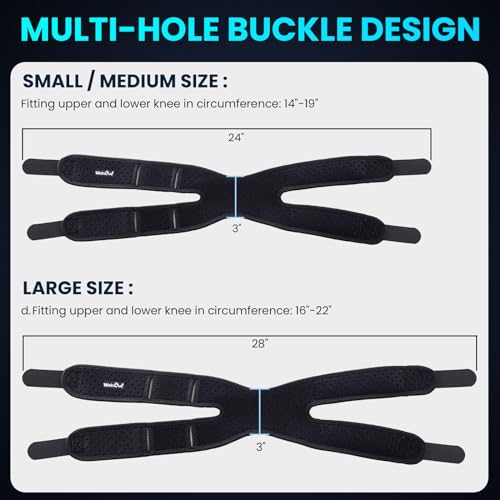 Welnove Patellar Tendon Support Strap - 2 Pack Knee Braces for Men and Women - Knee Pain Relief Adjustable Knee Strap for Running, Workout, Arthritis, Jumper, Tennis Injury Recovery (Black, L) - size: Large (Pack of 2)