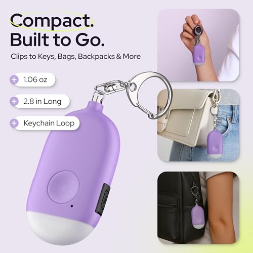 Weten Rechargeable Personal Alarm Keychain - 130dB Siren & LED Light - Stylish Personal Safety Alert for Women to Carry - Panic Button Alarm for Security - Rape Whistle for Self Defense (Purple) - color: E - Purple