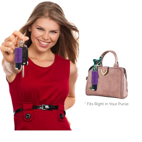Pepper Spray for Women, Mini Bling Keychain, 12-Ft Range, Quick Release - color: Bling Purple Color