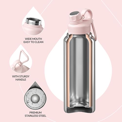 IDEUS 40oz Stainless Insulated Bottle with 2 Leak-Proof Lids, Light Pink - color: Light Pink, size: 40 Ounces