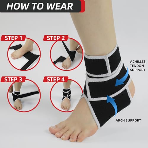 Ankle Brace, Compression Wrap for Sprains, Plantar Fasciitis & Foot Pain - color: Grey, size: One Size