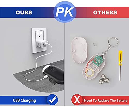 Personal Safety Alarm - Rechargeable - Strobe LED Flashlight - SOS Emergency Loud Alarm - Self-Defense Keychain - for Women, Students, Kids, and Seniors (Black) - color: Black