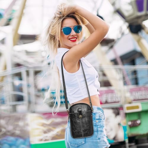 S-ZONE Small Crossbody Bags for Women Trendy RFID Blocking Cell Phone Purse - color: Black