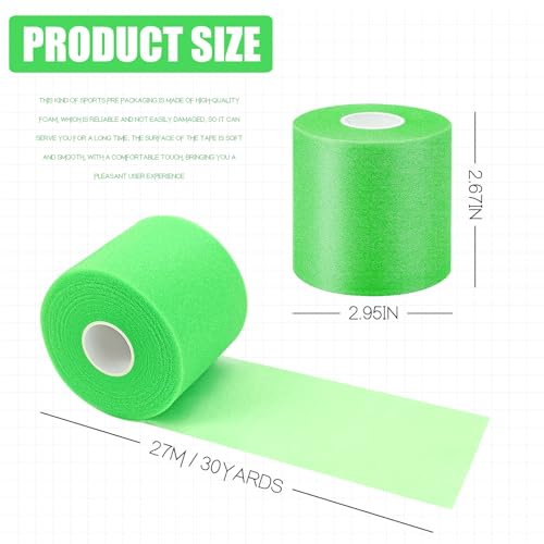 2.75‑Inch 30‑Yard Green Athletic Pre‑Wrap Tape - color: Green