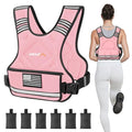 APEXUP Adjustable Weighted Vest, 4-10lb/12-18lb/20-32lb Vest with 6 Ironsand Weights and Large Pocket, Weight Vest for Men Women Strength Training, Running, Walking - color: Pastel Pink, size: 12-18lbs