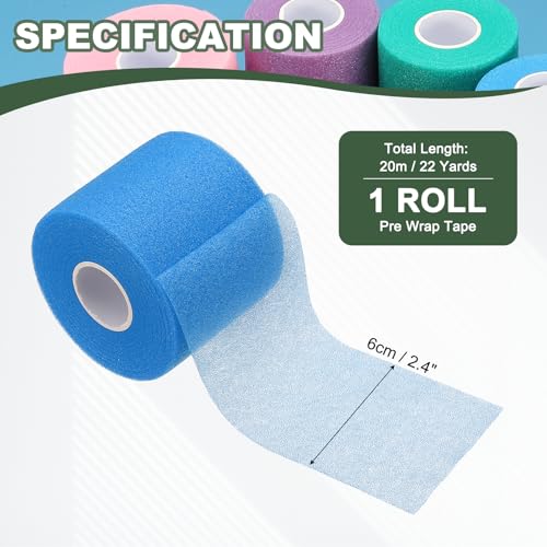Pre Wrap Tape, Non-Slip Grip Cushion Wrap Prewrap Athletic Tape- Fitting for (Tennis- Badminton - Pickleball - Sports) - color: Sapphire Blue
