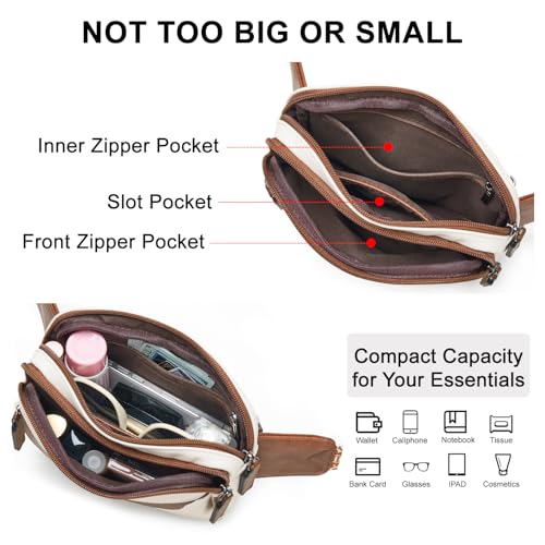 LATMAP 3L Fanny Packs for Women Cross Body Bag Vegan Leather Belt Bag Beige - color: Beige