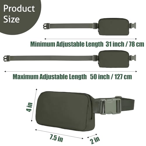 Mini Fanny Pack Lightweight Small Belt Bag Fits Phones Unisex for Travel, Gym, Daily Use Crossbody or Waist - color: S - Olive Green