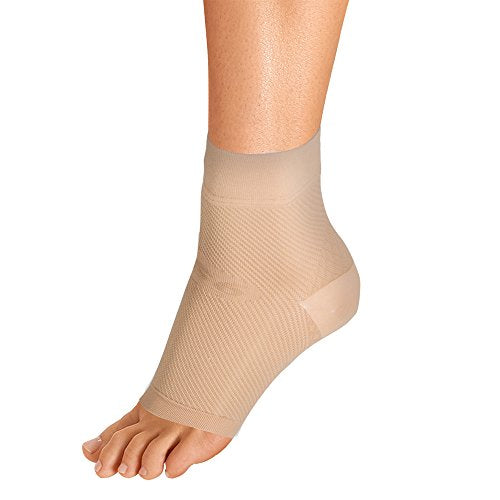 OrthoSleeve FS6 Foot Bracing (Single Sleeve) treats Plantar Fasciitis, Achilles Tendonitis and relieves heel pain in a soft, moisture-wicking fabric - color: Natural, size: Medium