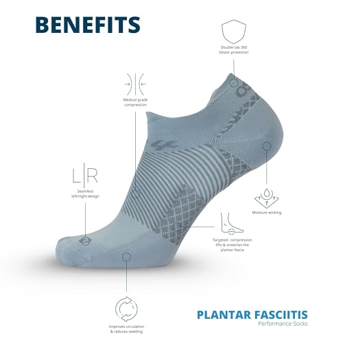 OS1st FS4 Plantar Fasciitis No Show Compression Socks - color: Black, size: Small