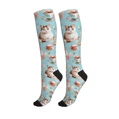 Cute Compression Socks Knee High Support Stockings Women Men - color: Cute Cats