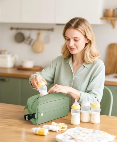 Small Insulated Lunch Bag: Reusable Small Lunch Box, Mini Soft Cooler Bag - color: Green