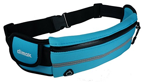 Dimok Running Belt Waist Pack - Water Resistant Runners Belt Fanny Pack for Hiking Fitness – Adjustable Running Pouch for Phones iPhone Android - color: Blue