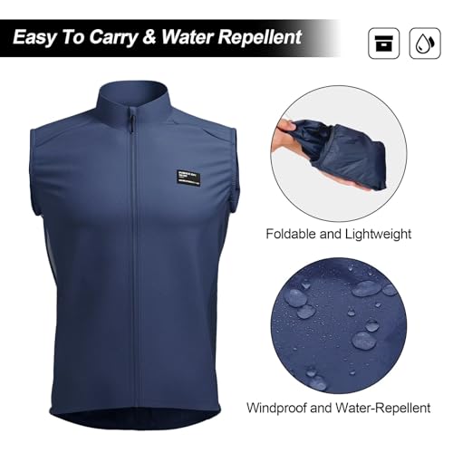 INBIKE Unisex Cycling Vest Windproof Lightweight Sleeveless Jacket - color: Blue, size: Large