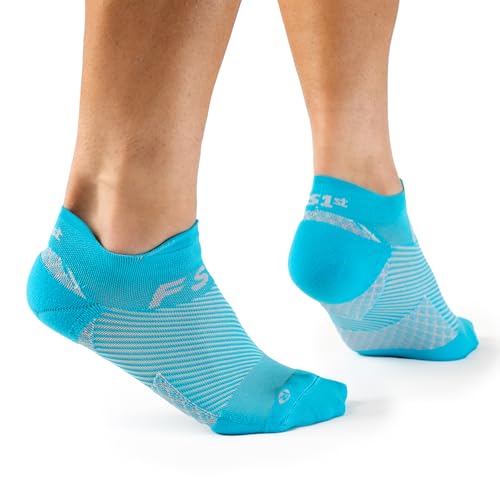 OrthoSleeve FS4 Plantar Fasciitis Compression Socks - color: Aqua No-Show, size: Small