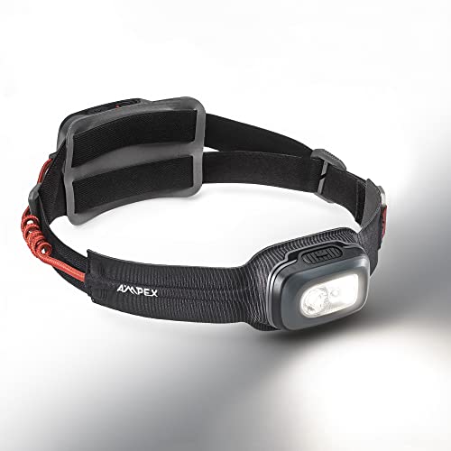 AMPEX Head Lamp - Comfortable, Waterproof Headlamp Rechargeable with Bright LED, 240h Runtime, Red Mode, Outdoor Use, Hiking, Backpacking - 600 Lumens - style: 600L Rechargeable Headlamp