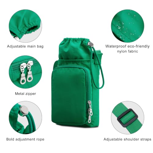 Water Bottle Carrier 32oz Adjustable Convenient holder with Handy Storage - color: Green