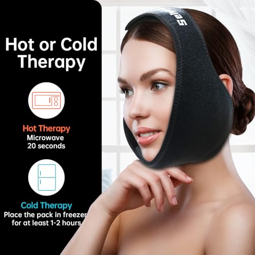 Wisdom Teeth Ice Pack Head Wrap Jaw Face Ice Pack with 4 Gel Packs - color: Black-4 Gel Pack